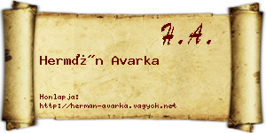 Hermán Avarka névjegykártya